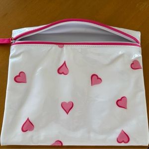 D. Porthault s classic pink hearts makeup bag